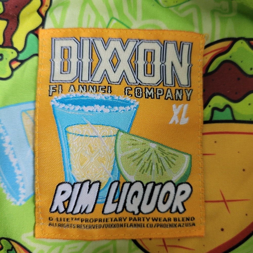 Dixxon Flannel Company Rim Liquor Mens XL Green AOP Tacos Button Down SS - Picture 4 of 6